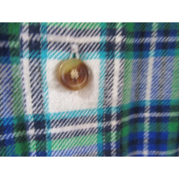 Chaps Brushed Flannel Blue Green Plaid Mens Lg Button Down NWT - Picture 15 of 16